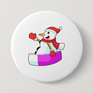 Macaron Rond 7,6 Cm Snowman comme Snowboardeur avec Sonowboard.PNG