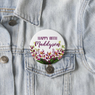 Macaron Rond 7,6 Cm Soixante-dixième floral des femmes le 18ème 21è