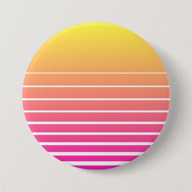 Macaron Rond 7,6 Cm Soleil Vaporwave (Devant)