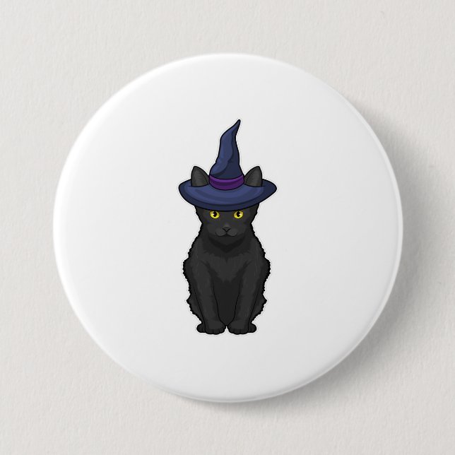 Macaron Rond 7,6 Cm Sorcière de chat (Devant)