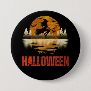 MACARON ROND 7,6 CM SORCIÈRE DE NUIT D'HALLOWEEN