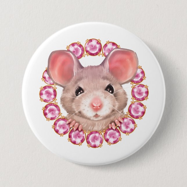 Macaron Rond 7,6 Cm Souris (Devant)