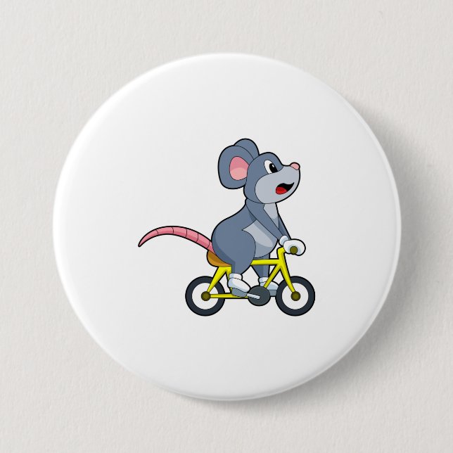 Macaron Rond 7,6 Cm Souris avec vélo (Devant)