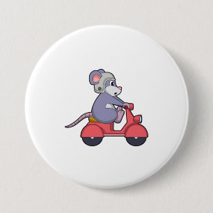 Macaron Rond 7,6 Cm Souris comme Biker avec Scooter.PNG