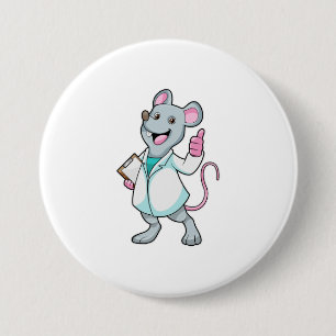 Macaron Rond 7,6 Cm Souris comme docteur avec manteau de docteur