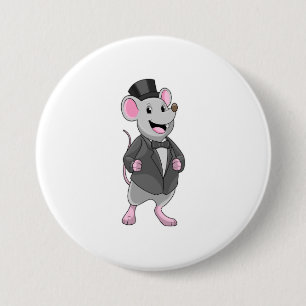 Macaron Rond 7,6 Cm Souris comme marié avec ruban