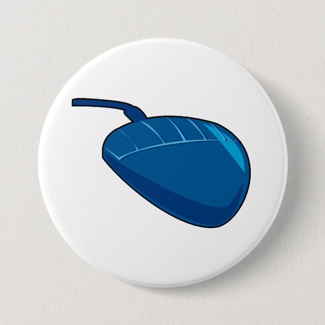 Macaron Rond 7,6 Cm Souris d'ordinateur bleu (Devant)