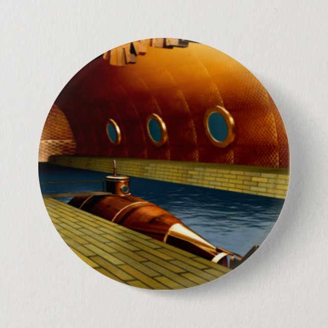 Macaron Rond 7,6 Cm sous-marin (Devant)