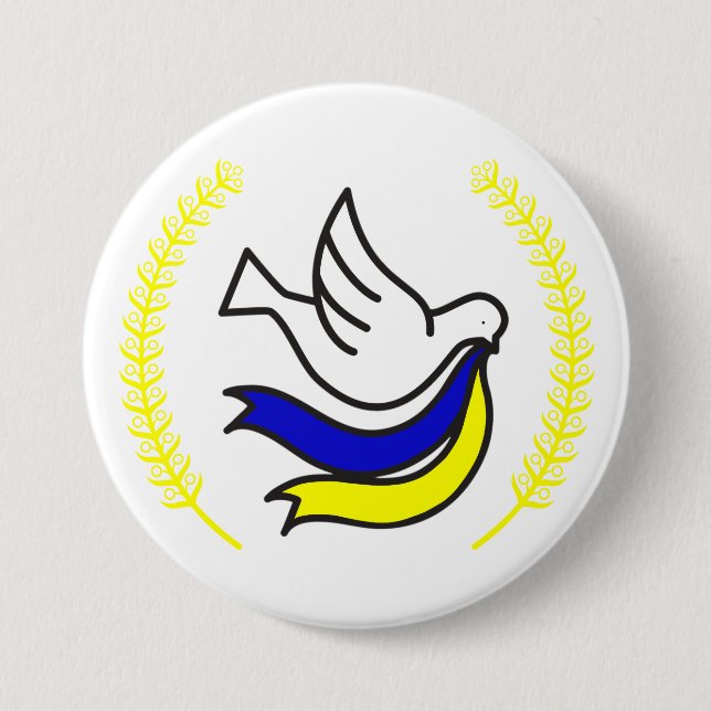 Macaron Rond 7,6 Cm Soutien de l'Ukraine (Devant)