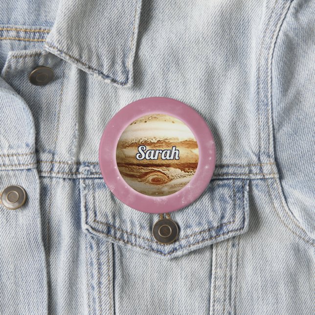 Macaron Rond 7,6 Cm Space Rocket Planètes Galaxy Guest Button (En situation)