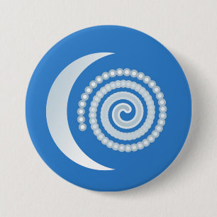 Macaron Rond 7,6 Cm Spirale de la lune d'argent