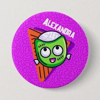 Macaron Rond 7,6 Cm Spooktacular Personalized Zombie Button - purple