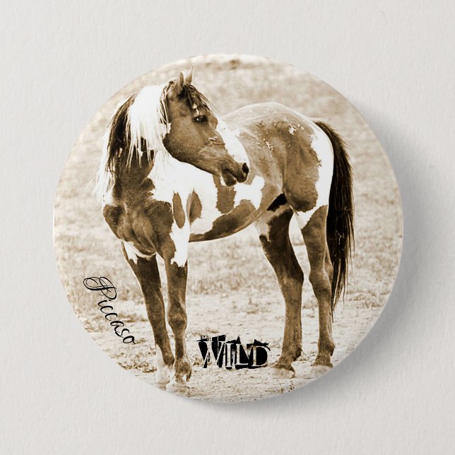 Macaron Rond 7,6 Cm Stallion Picasso de Peinture sauvage (Devant)