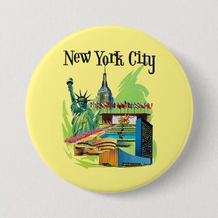 Macaron Rond 7,6 Cm Statue vintage de New York City de la liberté Art 