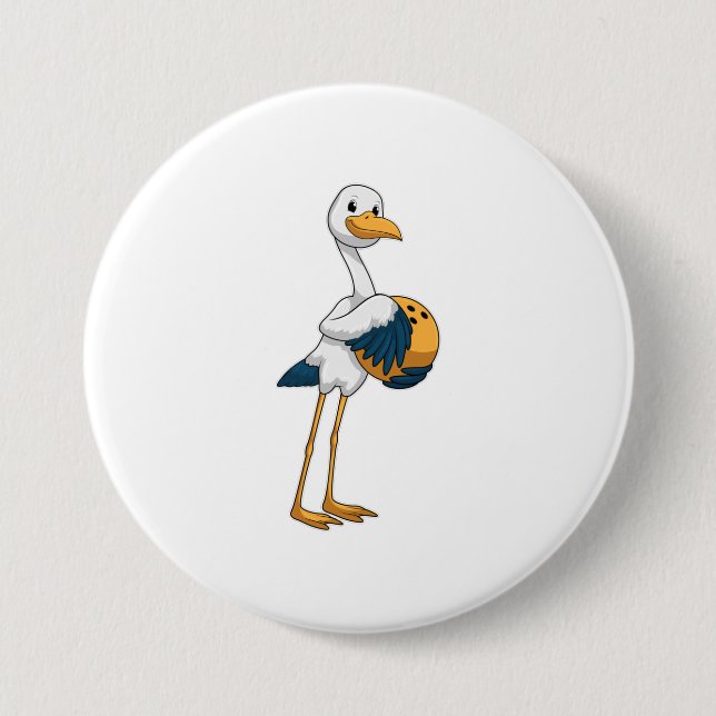 Macaron Rond 7,6 Cm Stork à Bowling avec Bowling ball (Devant)