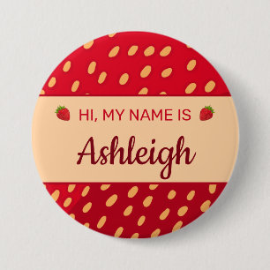 Macaron Rond 7,6 Cm Strawberry Nametag