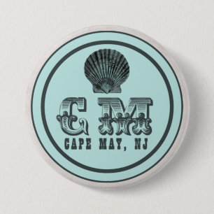 Macaron Rond 7,6 Cm Style vintage Cape May NJ Beach Tag Pin
