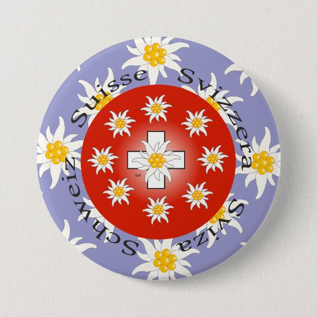 Macaron Rond 7,6 Cm Suisse Svizzera (Devant)