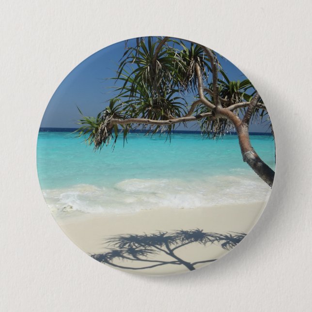 Macaron Rond 7,6 Cm Sunny Tropical Beach Ocean Paradise (Devant)