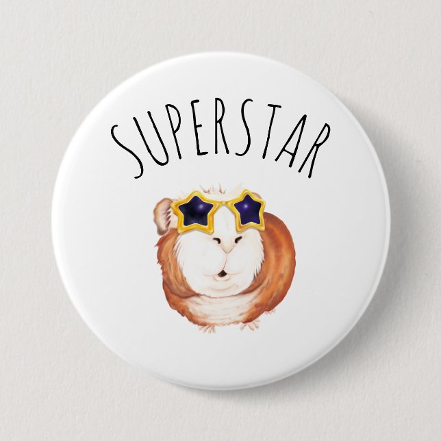 Macaron Rond 7,6 Cm SUPERSTAR Happy Guinea Pig (Devant)