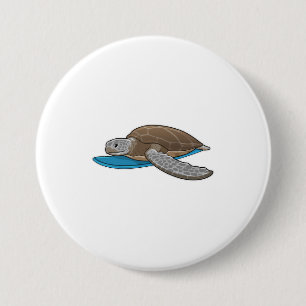 Macaron Rond 7,6 Cm Surfer sur tortue