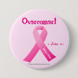 Macaron Rond 7,6 Cm Survenez ! Pink Ribbon Sensibilisation au cancer d