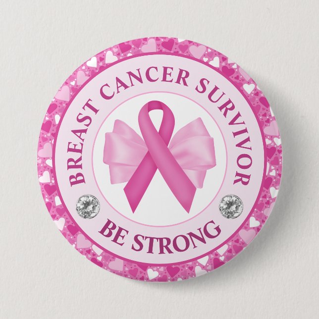 Macaron Rond 7,6 Cm Survivant du Ruban de sensibilisation au cancer du (Devant)