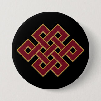 Macaron Rond 7,6 Cm Symbole Auspicious Bouddhiste sans fin