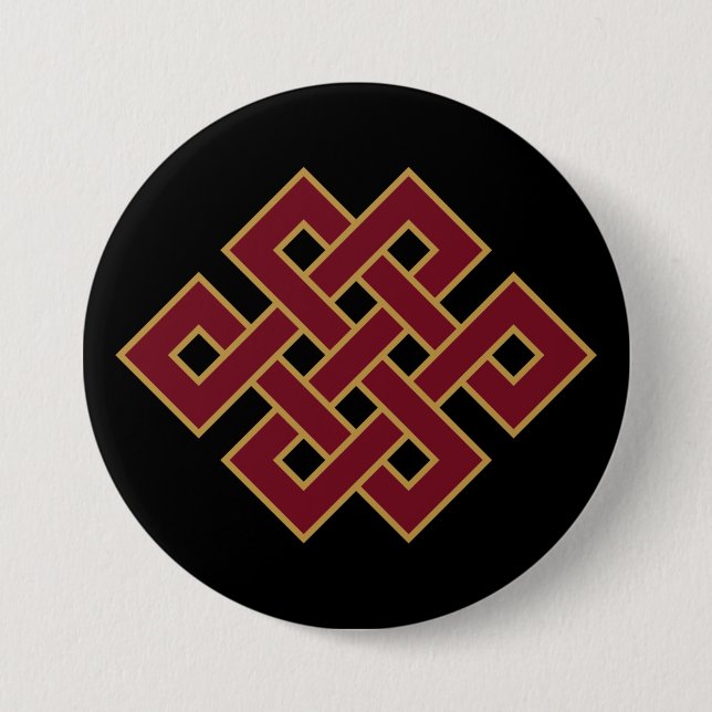 Macaron Rond 7,6 Cm Symbole Auspicious Bouddhiste sans fin (Devant)