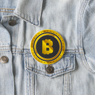 Macaron Rond 7,6 Cm Symbole Bitcoin doré Monnaie numérique