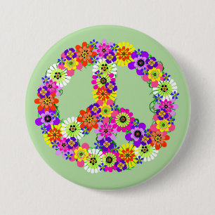 Macaron Rond 7,6 Cm SYMBOLE DE LA PAIX Floral