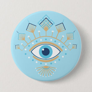 Macaron Rond 7,6 Cm Symbole de protection turc des yeux mal grecs déco
