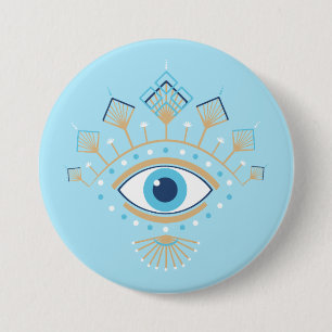 Macaron Rond 7,6 Cm Symbole de protection turc des yeux mal grecs déco