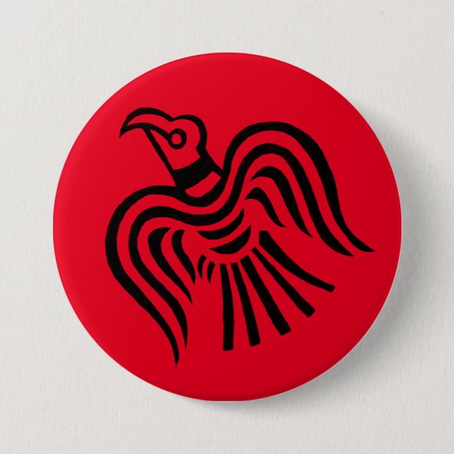 Macaron Rond 7,6 Cm Symbole de Raven de bannière de Viking (Devant)