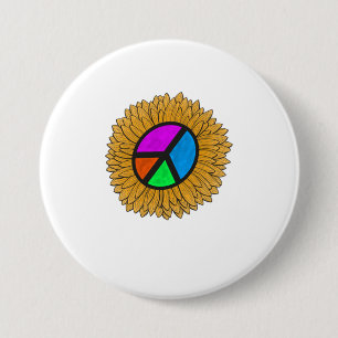 Macaron Rond 7,6 Cm T-shirt tournesol Paix