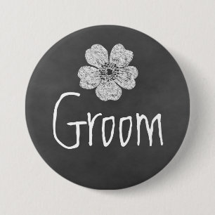 Macaron Rond 7,6 Cm Tableau noir Roses blanches sauvages