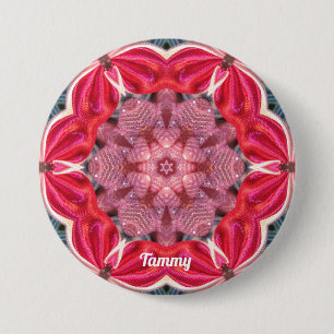 Macaron Rond 7,6 Cm TAMMY ~ Blanc Rose Vert BLING ~ 