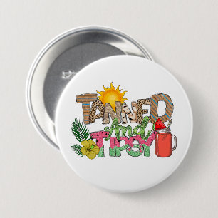 Macaron Rond 7,6 Cm Tannée et Tipsy Fun Summer Party Design