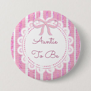 Macaron Rond 7,6 Cm Tante à être arc de rose de bouton de baby shower