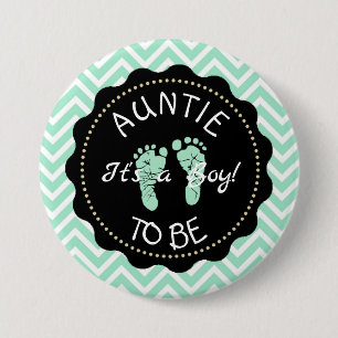 Macaron Rond 7,6 Cm Tante à être Sage Green Chevron Baby shower bouton