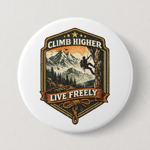 Macaron Rond 7,6 Cm Tasse de café Aventure Vivre Librement Climber Plu