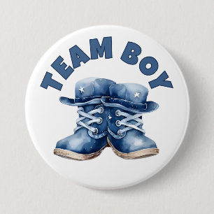 Macaron Rond 7,6 Cm Team Boy Cute Little Blue Baby Boots Gender Revela
