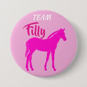 Macaron Rond 7,6 Cm "Team Filly" Révélation de genre rose