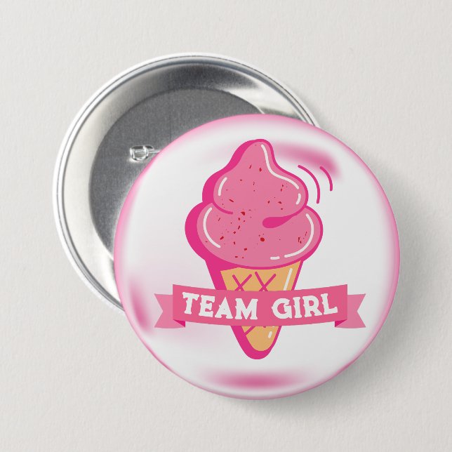 Macaron Rond 7,6 Cm Team Pink Ice Cream Genre Revela (Devant & derrière)