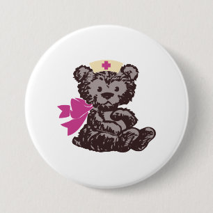 Macaron Rond 7,6 Cm Teddy Bear Nurse (Pink)