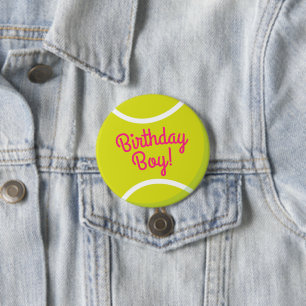 Macaron Rond 7,6 Cm Tennis Sports Anniversaire Boy Party rose