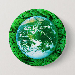 Macaron Rond 7,6 Cm Terre verte - conscience écologique