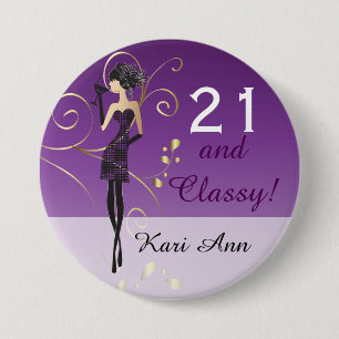 Macaron Rond 7,6 Cm Texte de l'anniversaire   do-it-yourself de fille