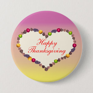 Macaron Rond 7,6 Cm Thanksgiving Heart - rose et jaune