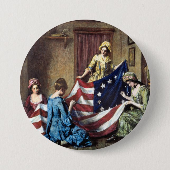 Macaron Rond 7,6 Cm The American Flag (Devant)